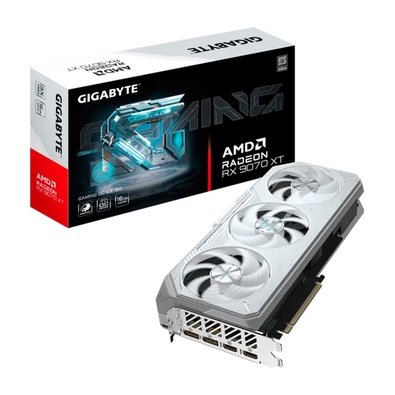Placa de Vídeo Gigabyte RX 9070 XT Gaming OC ICE AMD Radeon, 16GB, GDDR6, RGB, Branca - GV-R907XGAMINGOCICE-16GD
