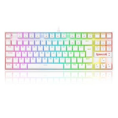 Teclado Mecânico Gamer Redragon Kurmara Pro RGB, Switch Azul, TKL, ABNT2, Keycaps Double Shot, Branco - K552W-RGB-PRO (PT-BLUE)