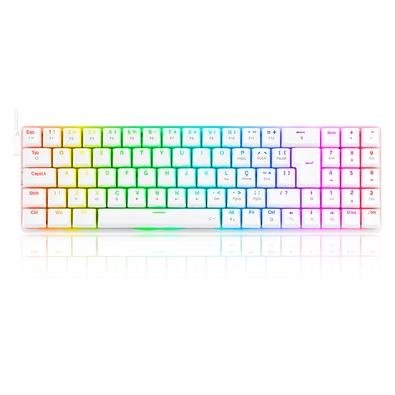 Teclado Mecânico Gamer Redragon Ashe, RGB, Switch Brown, Branco - K626-KB-W (BROWN)