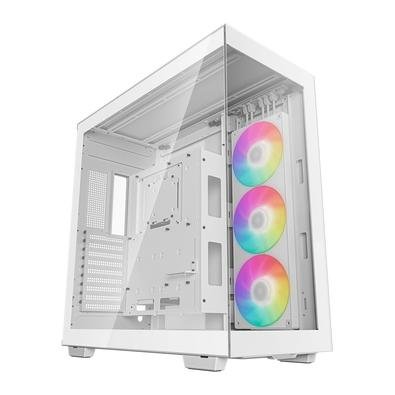 Gabinete Gamer Deepcool CH 780, Full Tower, E-ATX, Lateral e Frente em Vidro Temperado, Kit Cooler Fan ARGB, Branco - R-CH780-WHADE41-G-1