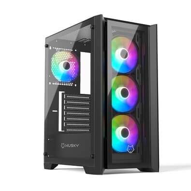 Gabinete Gamer Husky Dome 100, Mid Tower, ATX, Lateral e Frontal em Vidro, Preto - HGN100PT