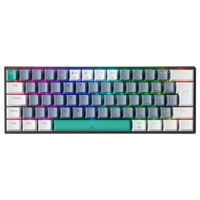 Teclado Mecânico Gamer Machenike K500-B61, RGB, Switch Blue,Layout 60% Compacto, HotSwap, USB-C, ABNT2, Cinza