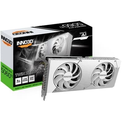Placa de Video Inno3D RTX 5060 Ti Twin X2 OC White Geforce Nvidia, 8Gb 128bits, DLSS 4 - N506T2-08D7X-193075W