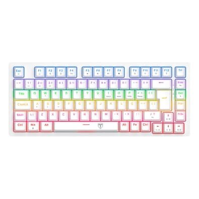 Teclado Mecânico Gamer T-Dagger Megatre, RGB, Switch Dust-proof Marrom, USB Tipo-C, ABNT2, Branco - T-TGK326W-BR