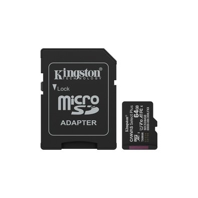 Cartão de Memória Kingston, Canvas Select Plus microSDXC, 64GB, Gen3, 100MB/s, Classe A1 com adaptador - SDCS3/64GB