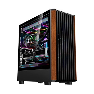 Gabinete Gamer Liketec Pinos, E-ATX, Painel Frontal com Detalhes em Madeira, Preto - LC-KB-PINOS-2025-1002