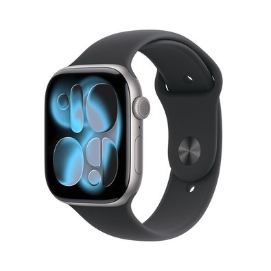Apple Watch Series 11 GPS, Caixa Cinza-espacial de Alumínio de 46 mm, Pulseira esportiva Preta, Tamanho M/G - MEV44AM/A