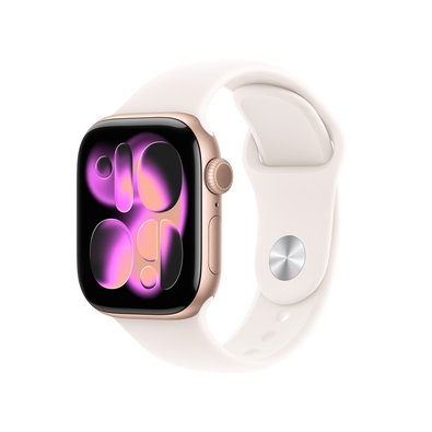 Apple Watch Series 11 GPS + Cellular, Caixa Cor de Ouro Rosa de Alumínio de 42 mm, Pulseira Esportiva Blush-clara, Tamanho P/M - MF8E4AM/A - imagem 1