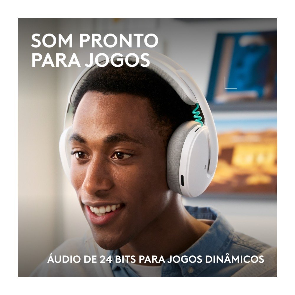 Headset Gamer Sem Fio Logitech G325 LIGHTSPEED, Bluetooth, Áudio 24 bits, Compatível com PC, PS4, PS5 e Nintendo Switch, Branco - 981-001530