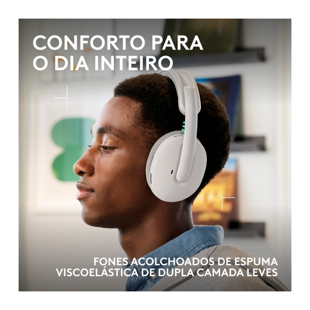 Headset Gamer Sem Fio Logitech G325 LIGHTSPEED, Bluetooth, Áudio 24 bits, Compatível com PC, PS4, PS5 e Nintendo Switch, Branco - 981-001530
