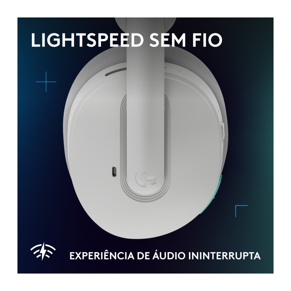Headset Gamer Sem Fio Logitech G325 LIGHTSPEED, Bluetooth, Áudio 24 bits, Compatível com PC, PS4, PS5 e Nintendo Switch, Branco - 981-001530