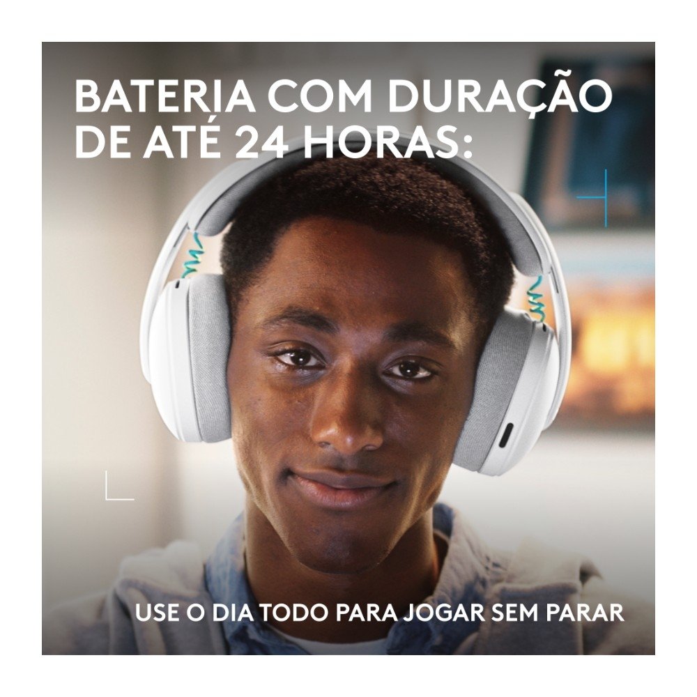 Headset Gamer Sem Fio Logitech G325 LIGHTSPEED, Bluetooth, Áudio 24 bits, Compatível com PC, PS4, PS5 e Nintendo Switch, Branco - 981-001530