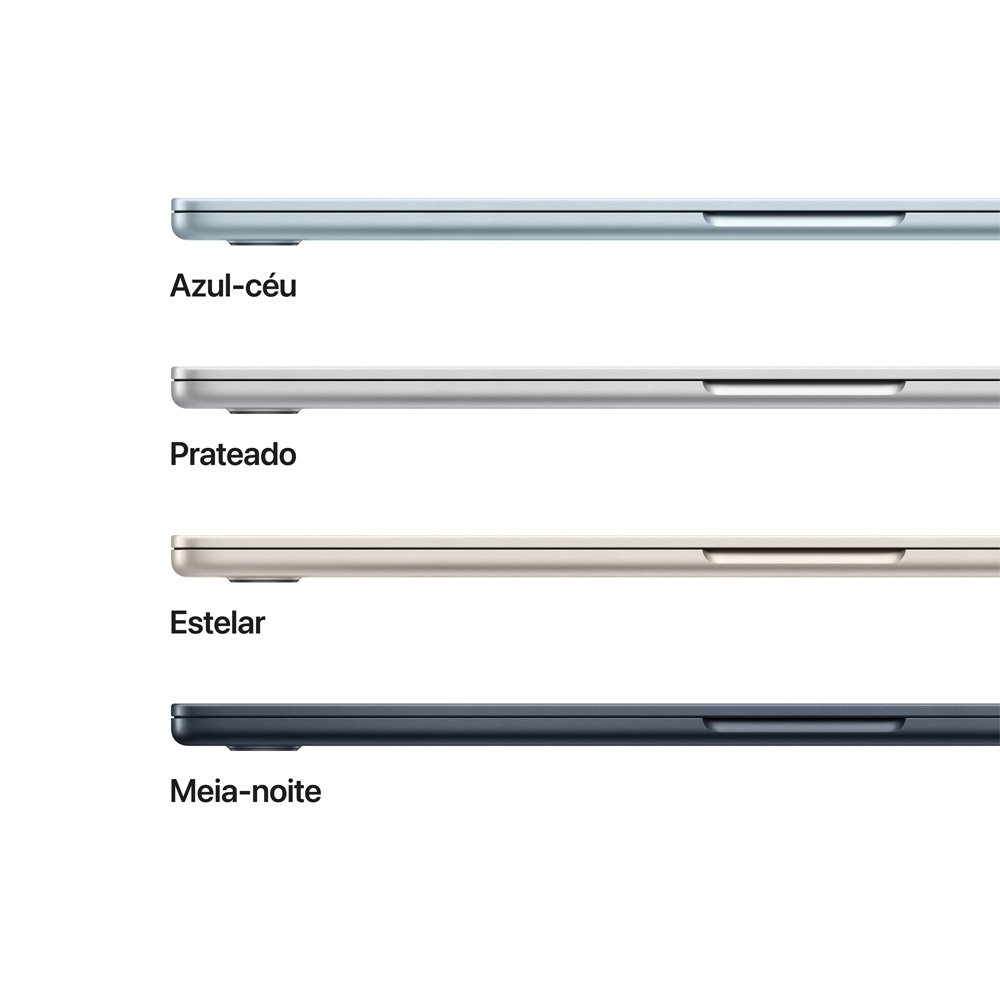 MacBook Air Apple 15" Chip M5, CPU de 10 Núcleos, GPU de 10 Núcleos, Neural Engine de 16 Núcleos, 512GB, Prateado - MDV94BZ/A