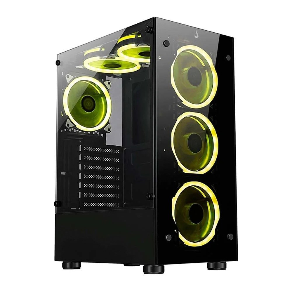 Gabinete Gamer Rise Mode Glass 06X, Mid Tower, ATX, Lateral em Vidro Fumê e Frontal em Vidro Temperado, Sem FANs, Preto + Ventoinha Rise Mode Galaxy Motherboard, 120mm, RGB, Preto Gabinete Gamer Rise Mode Glass 06X, Mid Tower, ATX, Lateral em Vidro Fumê e Frontal em Vidro Temperado, Sem FANs, Preto + Ventoinha Rise Mode Galaxy Motherboard, 120mm, RGB, Preto
