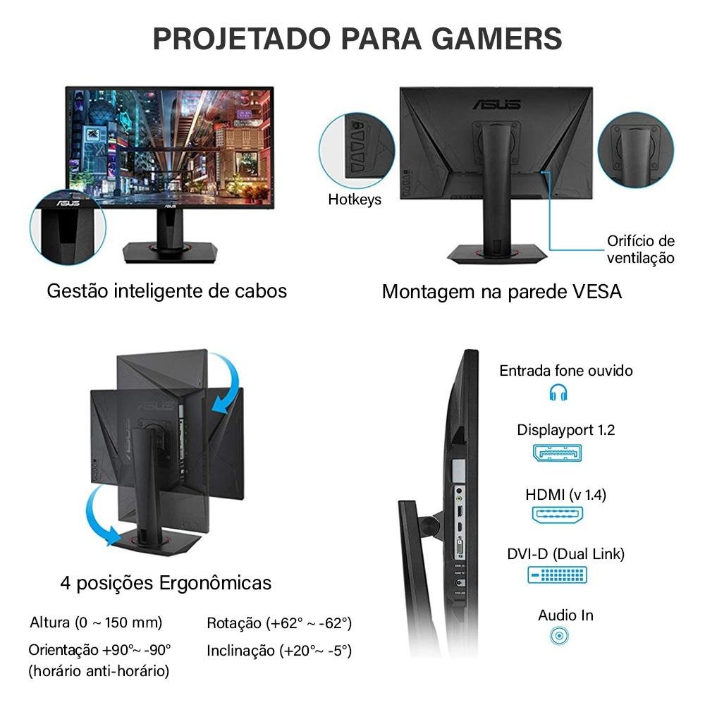 Monitor Gamer Asus 24´, HDMI, 165Hz 0.5ms | KaBuM!