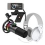 Kit Streamer Microfone Gamer Cardióide KBM! GAMING + Headset Gamer Husky Matilha, P3 3.5mm, Driver 40mm , Branco + Webcam Husky Focus HD 720p, 30fps