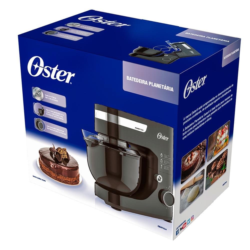 Batedeira Planetária Oster, 12 Velocidades, 750W, 220V, Preta - OBAT610-220 Batedeira Planetária Oster, 12 Velocidades, 750W, 220V, Preta - OBAT610-220