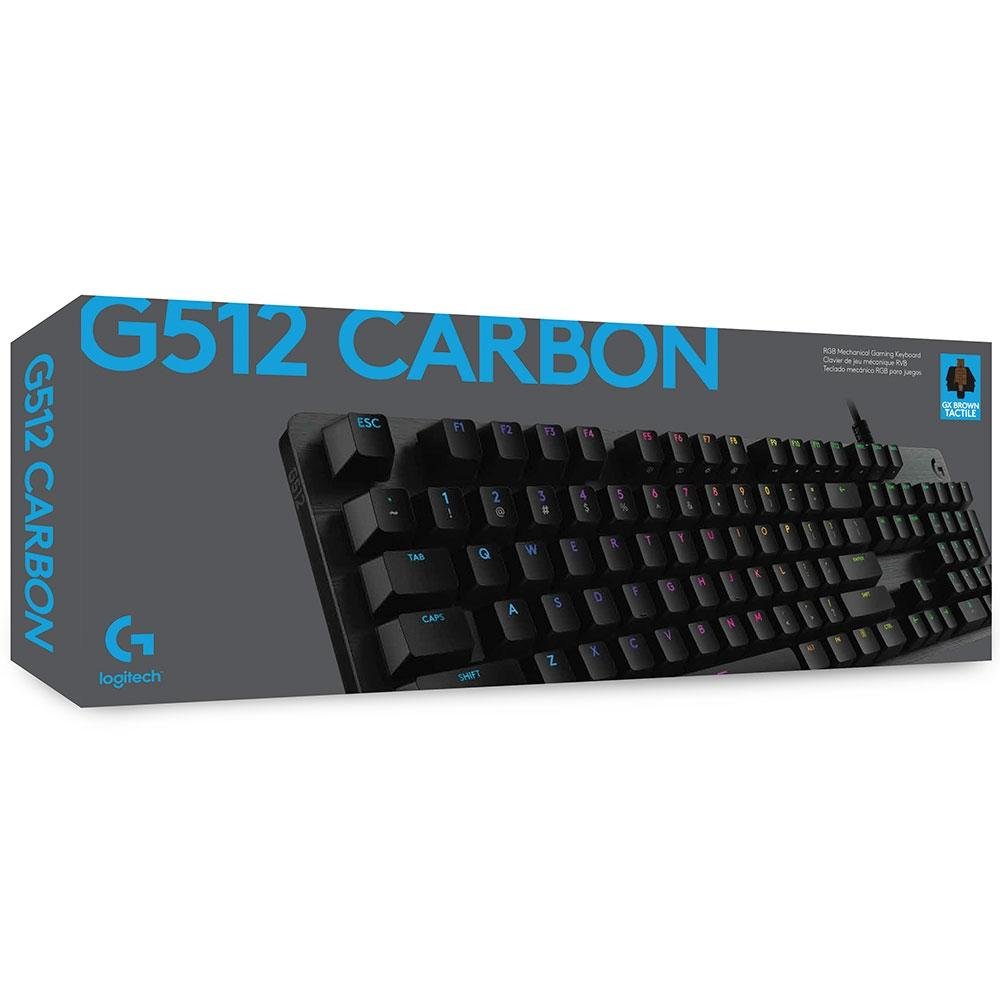 Teclado Mecânico Gamer Logitech G512 Carbon com Layout ABNT2, RGB LIGHTSYNC, USB Passthrough, Switch Exclusivo GX Brown - 920-009400 Teclado Mecânico Gamer Logitech G512 Carbon com Layout ABNT2, RGB LIGHTSYNC, USB Passthrough, Switch Exclusivo GX Brown - 920-009400