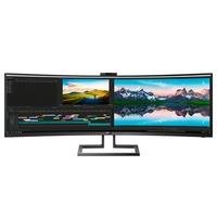 Monitor Profissional Philips 49" 2K QHD, Ultra Wide, DisplayPort, HDMI e USB-C, HDR 400, 120% sRGB, Som Integrado, WebCam, Preto - 499P9H/FG