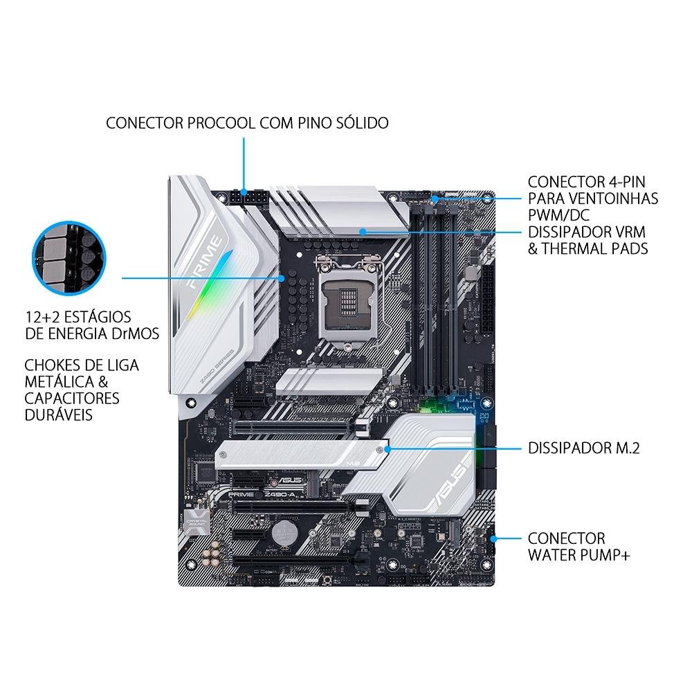 Placa Mãe Asus Prime Z490-A, Intel LGA 1200, ATX, DDR4 | KaBuM!