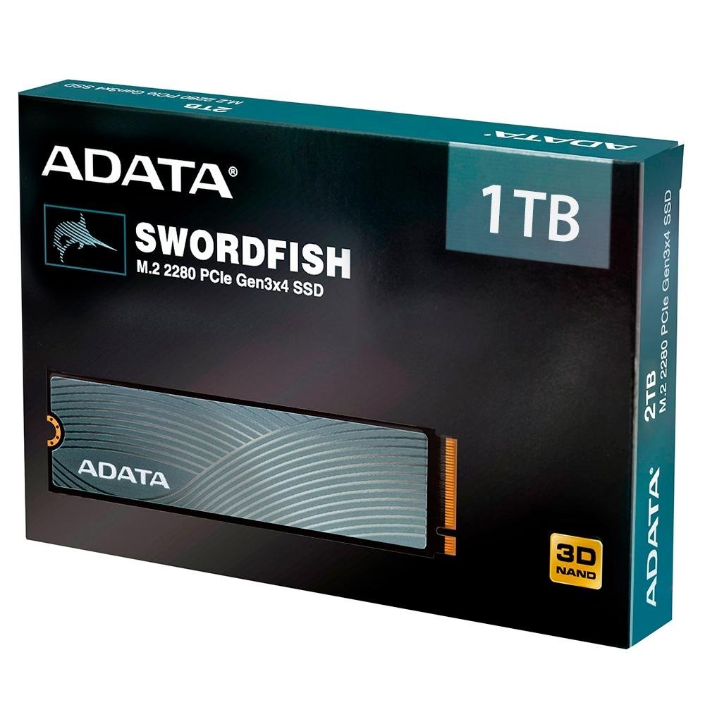 内蔵型SSD SSD M.2 1Tb Adata SSD 1 TB Adata Swordfish, M.2 PCIe, Leitura: 1800MB/s e Gravação