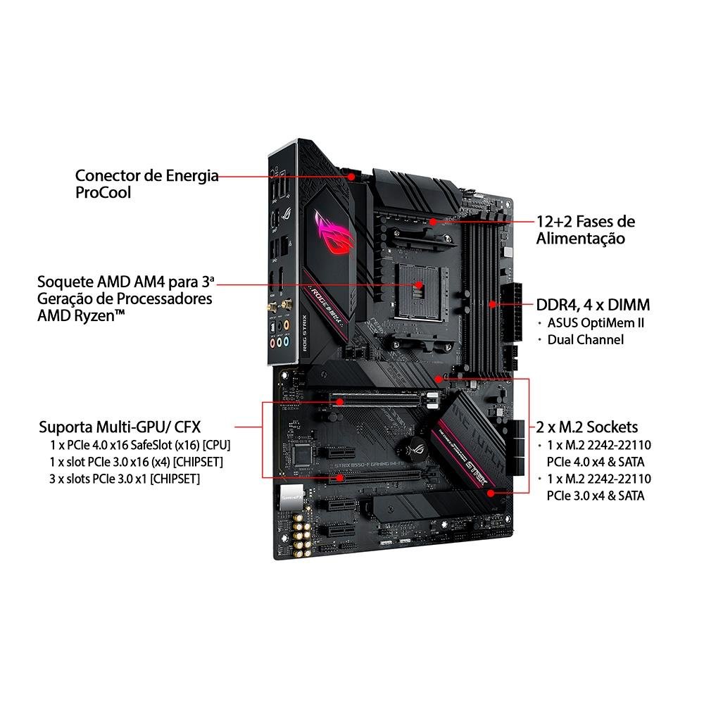 Placa Mãe Asus ROG Strix B550-F Gaming Wi-Fi, AMD AM4, ATX, DDR4
