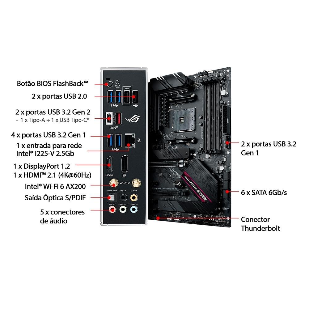 Placa Mãe Asus ROG Strix B550-F Gaming Wi-Fi, AMD AM4, ATX, DDR4