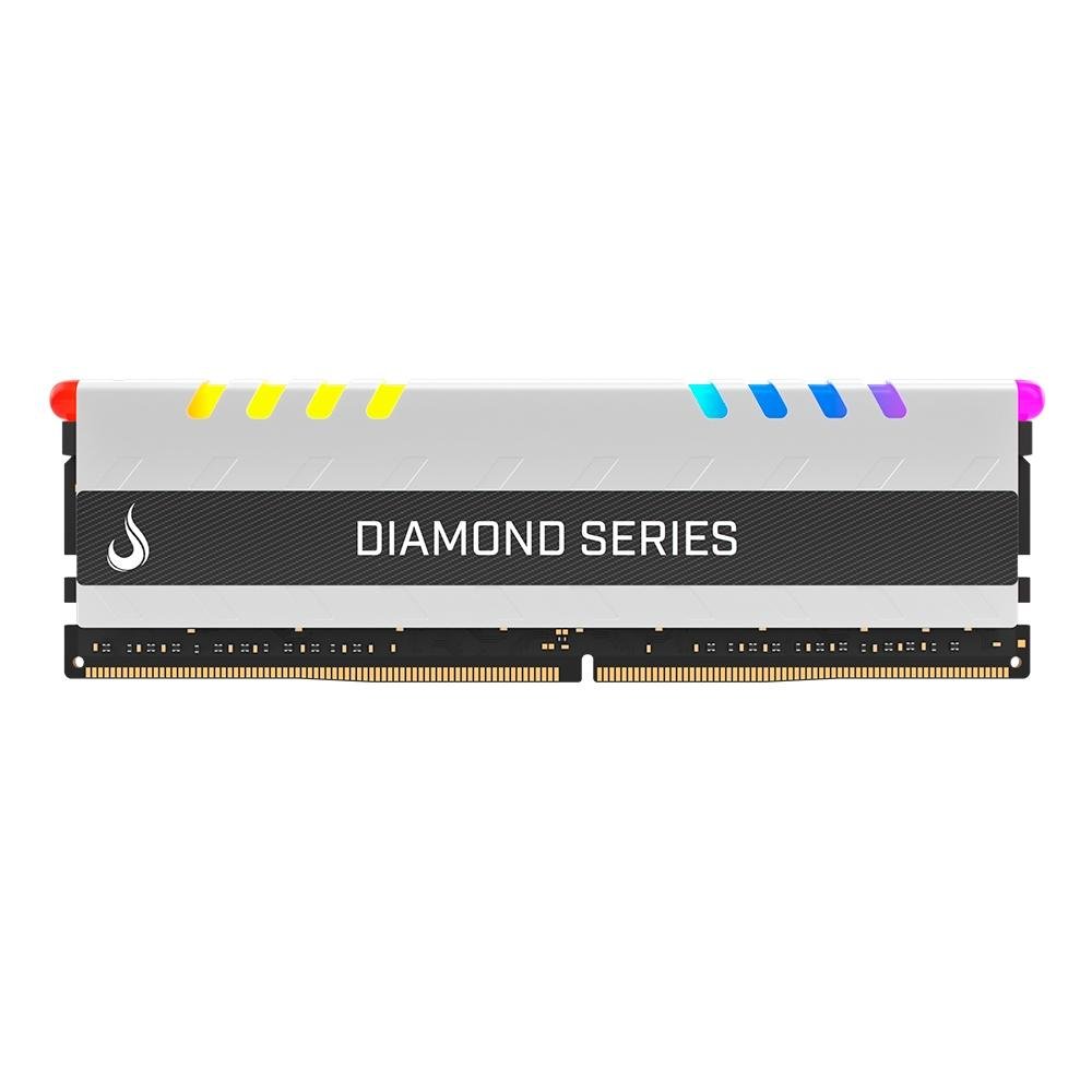 Memória Rise Mode Diamond RGB, 16GB, 3200MHz, DDR4, CL15, Branca - RM-D4-16G-3200DW-RGB Memória Rise Mode Diamond RGB, 16GB, 3200MHz, DDR4, CL15, Branca - RM-D4-16G-3200DW-RGB