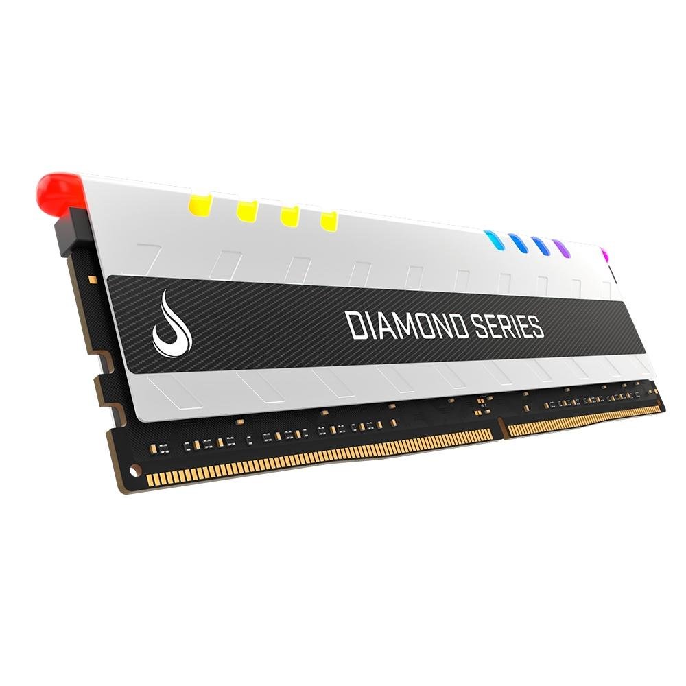 Memória Rise Mode Diamond RGB, 16GB, 3200MHz, DDR4, CL15, Branca - RM-D4-16G-3200DW-RGB Memória Rise Mode Diamond RGB, 16GB, 3200MHz, DDR4, CL15, Branca - RM-D4-16G-3200DW-RGB