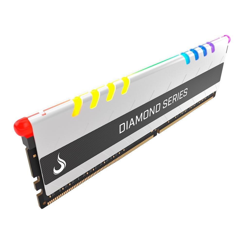 Memória Rise Mode Diamond RGB, 16GB, 3200MHz, DDR4, CL15, Branca - RM-D4-16G-3200DW-RGB Memória Rise Mode Diamond RGB, 16GB, 3200MHz, DDR4, CL15, Branca - RM-D4-16G-3200DW-RGB