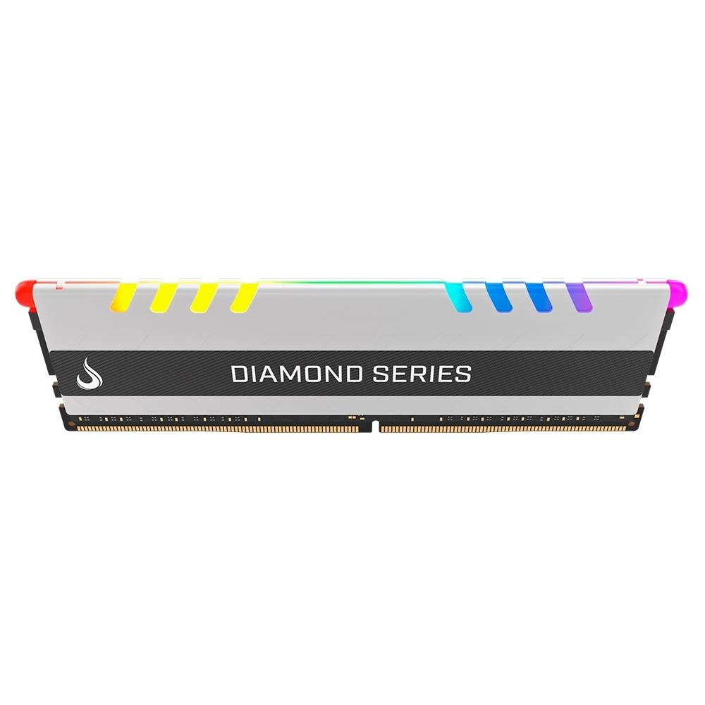 Memória Rise Mode Diamond RGB, 16GB, 3200MHz, DDR4, CL15, Branca - RM-D4-16G-3200DW-RGB Memória Rise Mode Diamond RGB, 16GB, 3200MHz, DDR4, CL15, Branca - RM-D4-16G-3200DW-RGB