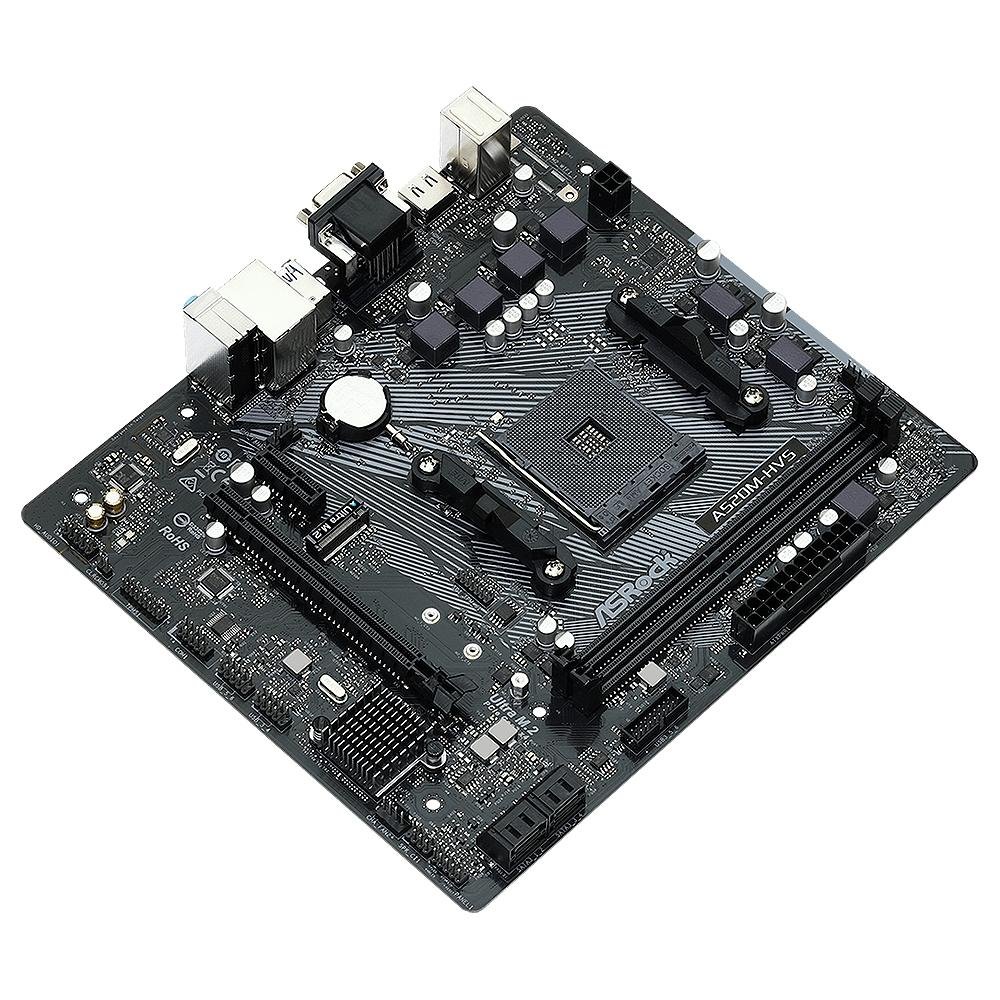 Placa-Mãe ASRock A520M-HVS, AMD AM4, Micro ATX, DDR4, Preto - 90-MXBE60-A0UAYZ