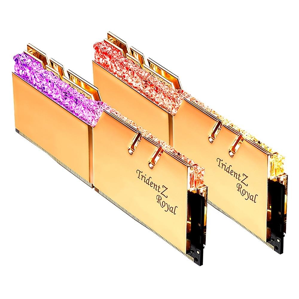 Memória RAM G.Skill Trident Z Royal, 16GB (2x8GB), 3000MHz, DDR4, CL16, Dourado - F4-3000C16D-16GTRG Memória RAM G.Skill Trident Z Royal, 16GB (2x8GB), 3000MHz, DDR4, CL16, Dourado - F4-3000C16D-16GTRG