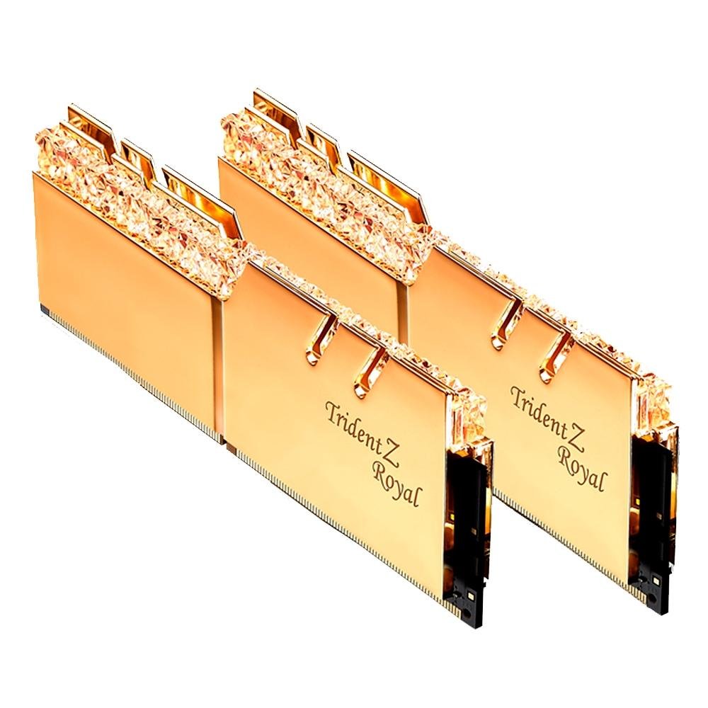 Memória RAM G.Skill Trident Z Royal, 16GB (2x8GB), 3000MHz, DDR4, CL16, Dourado - F4-3000C16D-16GTRG Memória RAM G.Skill Trident Z Royal, 16GB (2x8GB), 3000MHz, DDR4, CL16, Dourado - F4-3000C16D-16GTRG