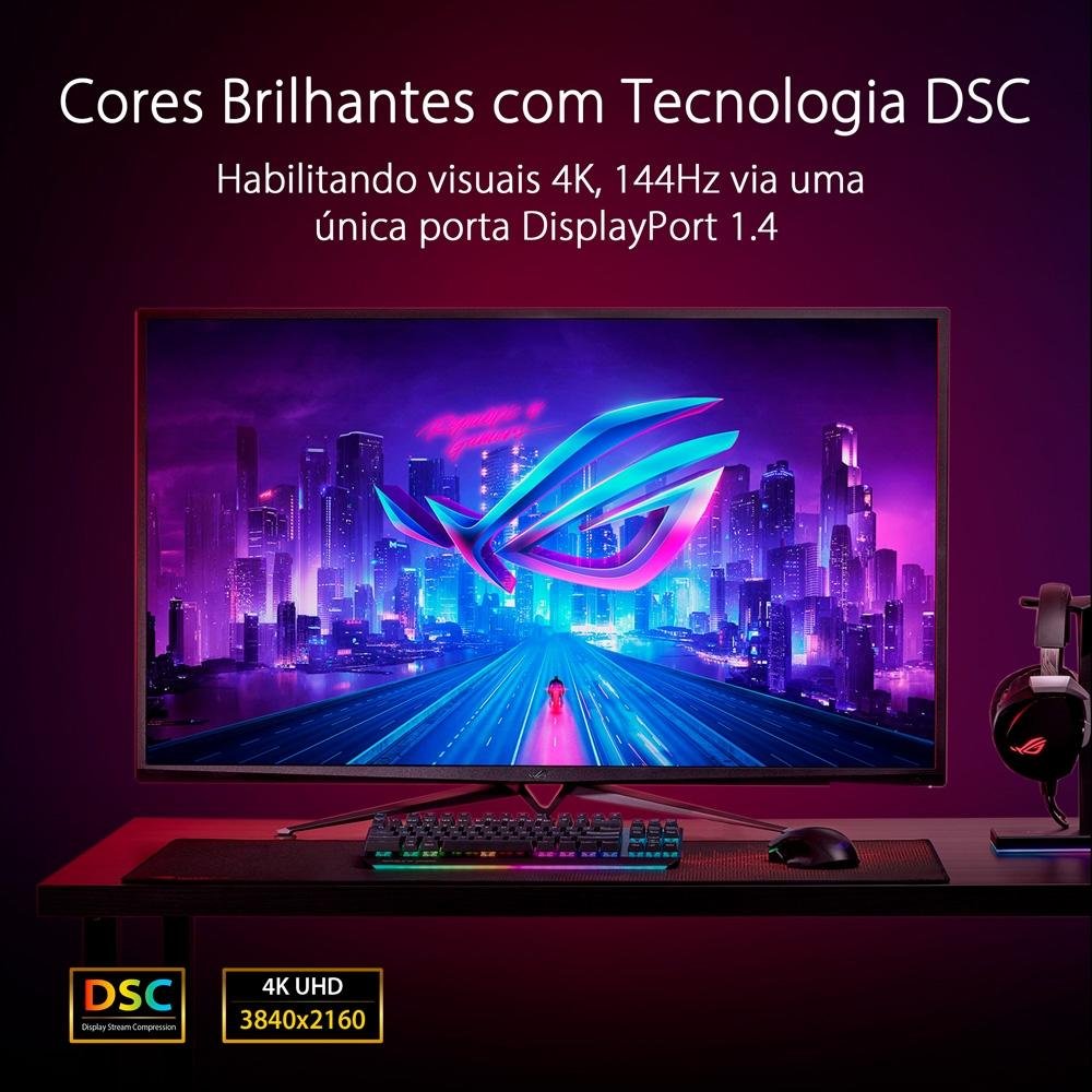 Monitor Gamer Asus ROG Swift 43' LED, 144 Hz, 4K UHD, Adaptive Sync, HDR 1000, 90% DCI-P3, HDMI/DisplayPort, VESA, Som Integrado - PG43UQ Monitor Gamer Asus ROG Swift 43' LED, 144 Hz, 4K UHD, Adaptive Sync, HDR 1000, 90% DCI-P3, HDMI/DisplayPort, VESA, Som Integrado - PG43UQ