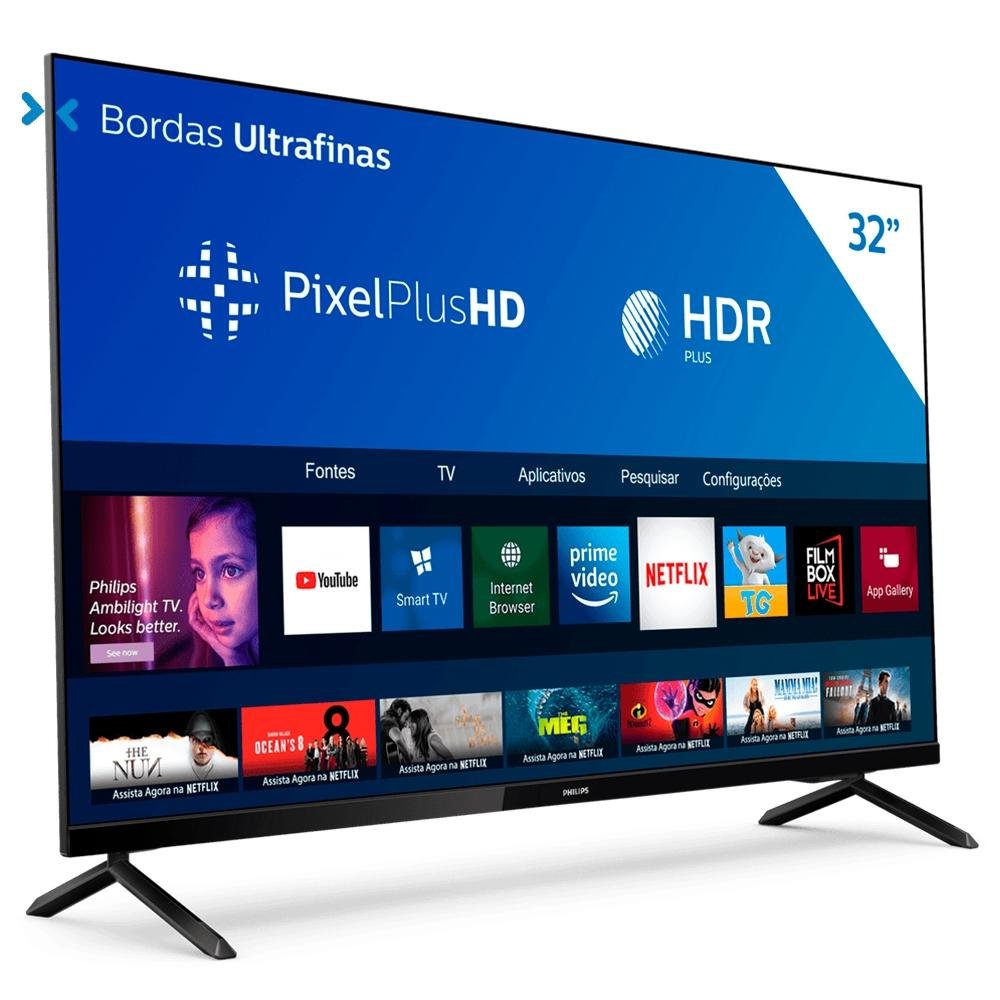 Smart TV Philips 32 Polegadas HD, 3 HDMI, 2 USB, Wi-Fi, HDR Plus