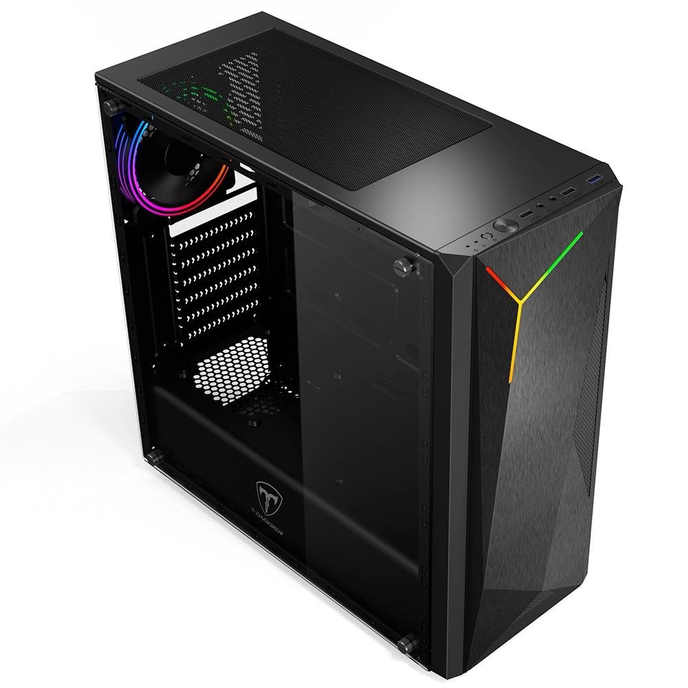 Gabinete Gamer T-Dagger RGB, Mid Tower, Lateral em Acrílico, Preto - TGC-G28B