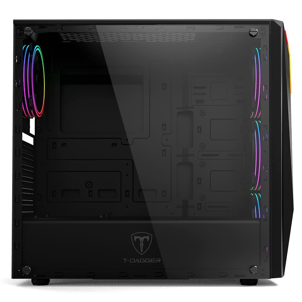 Gabinete Gamer T-Dagger RGB, Mid Tower, Lateral em Acrílico, Preto - TGC-G28B