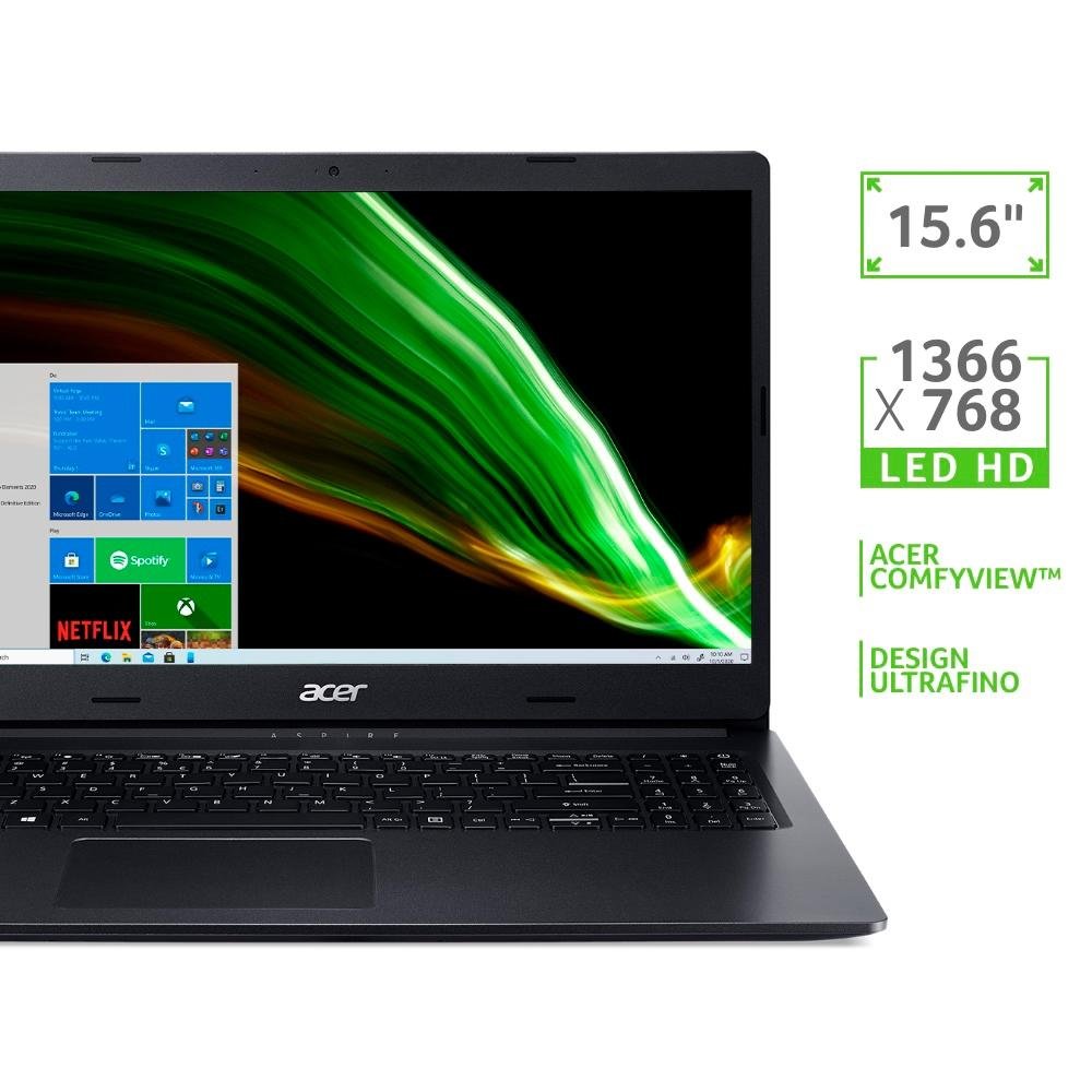 Notebook Acer Aspire AMD Ryzen 5-3500U, 8GB RAM, SSD 512GB NVMe