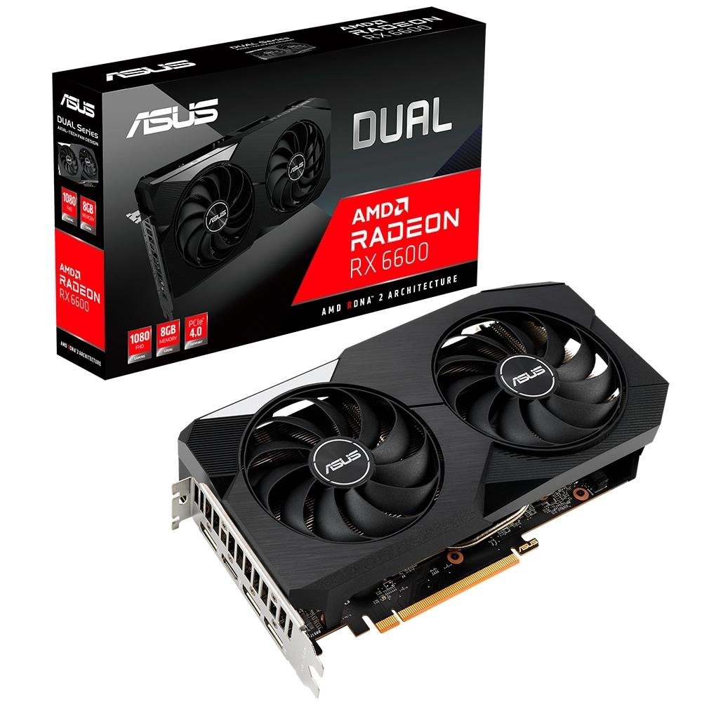 RADEON AMD RX6600 8G ASUS ※注　ブランケット無しです。 Placa de Vídeo RX 6600 DUAL 8G Asus, 8GB GDDR6 - DUAL-RX6600-8G