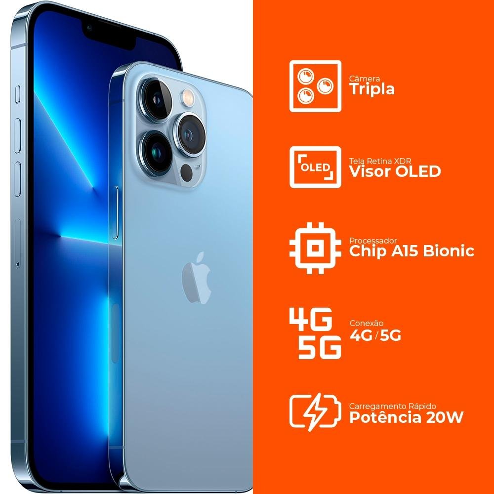 iPhone 13 Pro Max, 128GB, Azul Sierra, 5G | KaBuM!
