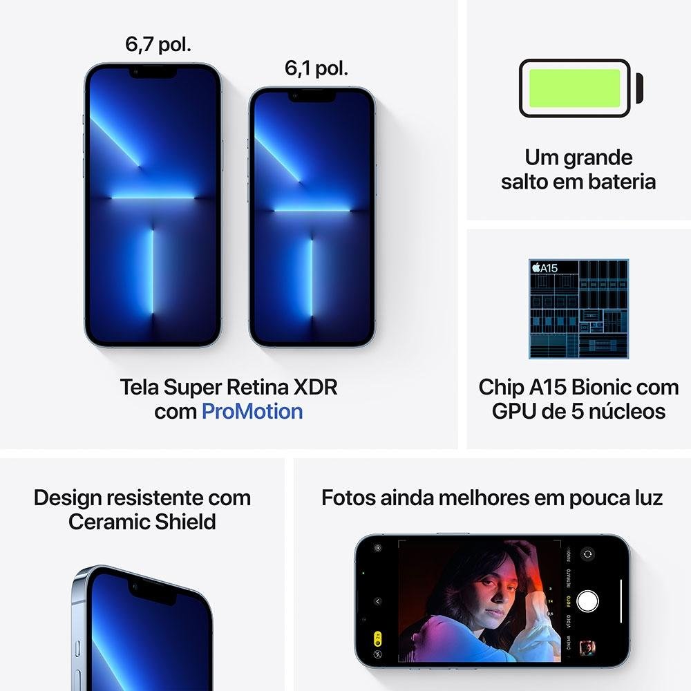 iPhone 13 Pro Max, 128GB, Azul Sierra, 5G | KaBuM!