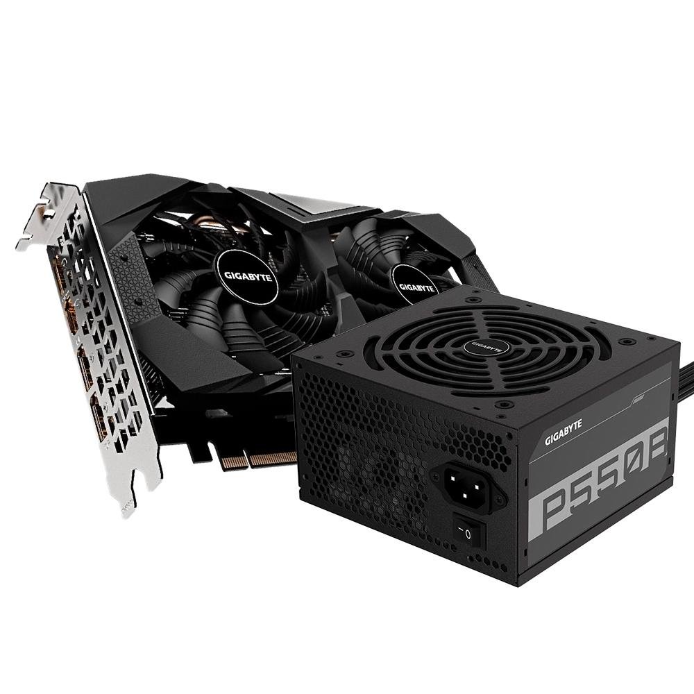 Kit Placa de Vídeo Gigabyte NVIDIA GeForce RTX 2060 D6 6G, GDDR6 + Fonte Gigabyte GP-P550B 550W, 80 Plus Bronze - 28200-P550B-1BRR Kit Placa de Vídeo Gigabyte NVIDIA GeForce RTX 2060 D6 6G, GDDR6 + Fonte Gigabyte GP-P550B 550W, 80 Plus Bronze - 28200-P550B-1BRR