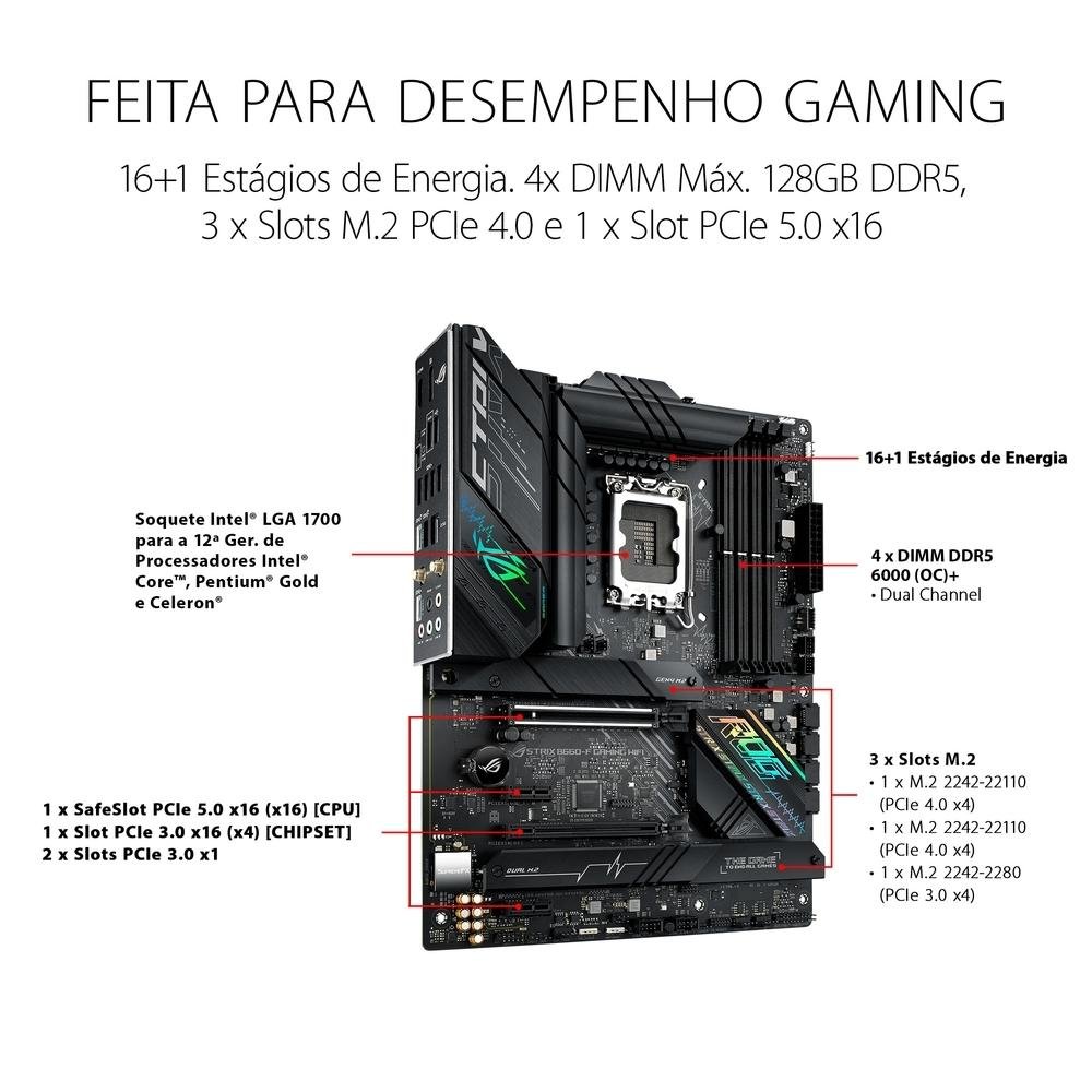 Placa Mãe Asus ROG Strix B660-F Gaming Wi-Fi, Intel LGA 1700 B660