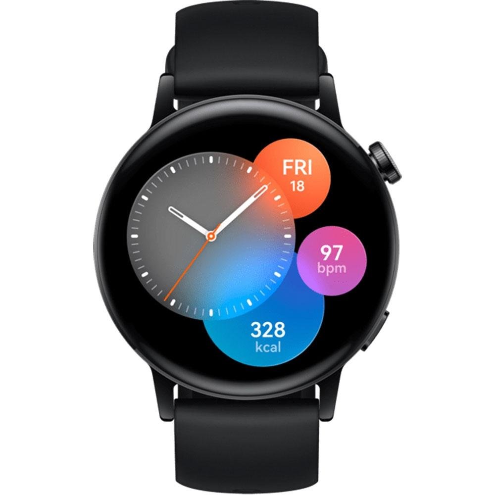 Smartwatch Huawei Watch GT3, 42mm, Bluetooth, Tela HD Amoled, GPS, Resistente à Água, Preto - MIL-B19 Smartwatch Huawei Watch GT3, 42mm, Bluetooth, Tela HD Amoled, GPS, Resistente à Água, Preto - MIL-B19