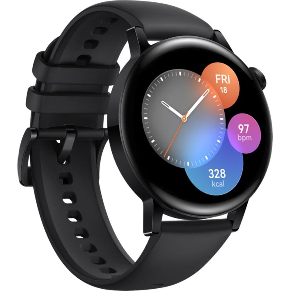 Smartwatch Huawei Watch GT3, 42mm, Bluetooth, Tela HD Amoled, GPS, Resistente à Água, Preto - MIL-B19 Smartwatch Huawei Watch GT3, 42mm, Bluetooth, Tela HD Amoled, GPS, Resistente à Água, Preto - MIL-B19