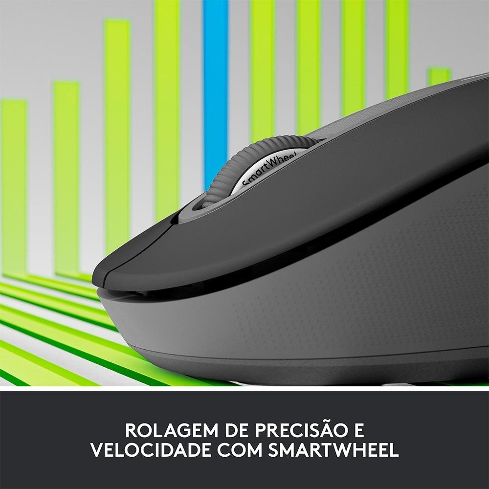 Mouse Sem Fio Logitech Signature M650, 2000 DPI, Compacto, 5 Botões, Silencioso, Bluetooth, USB, Grafite - 910-006250 Mouse Sem Fio Logitech Signature M650, 2000 DPI, Compacto, 5 Botões, Silencioso, Bluetooth, USB, Grafite - 910-006250