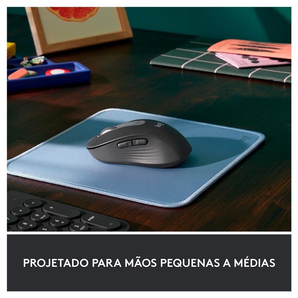 Mouse Sem Fio Logitech Signature M650, 2000 DPI, Compacto, 5 Botões, Silencioso, Bluetooth, USB, Grafite - 910-006250 Mouse Sem Fio Logitech Signature M650, 2000 DPI, Compacto, 5 Botões, Silencioso, Bluetooth, USB, Grafite - 910-006250