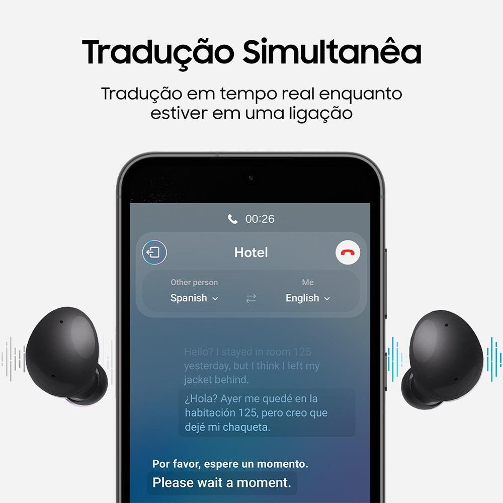 Fone de Ouvido Samsung Galaxy Buds 2, Cancelamento de Ruído, Preto Ônix - SM-R177NZTPZTO Fone de Ouvido Samsung Galaxy Buds 2, Cancelamento de Ruído, Preto Ônix - SM-R177NZTPZTO