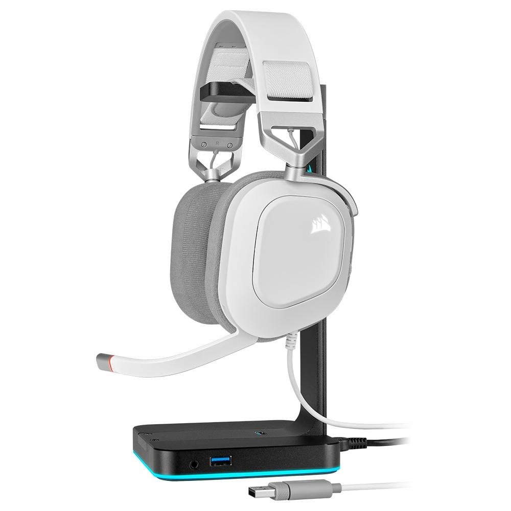 Headset Gamer CORSAIR HS80 RGB USB Branco | KaBuM!
